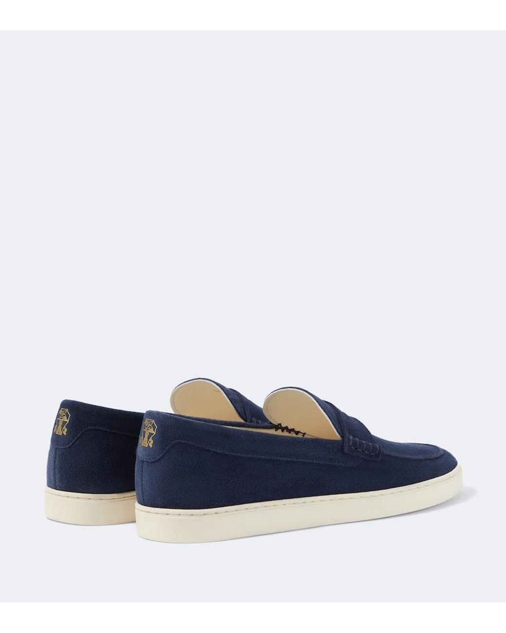 Brunello Cucinelli Blue Suede Slip-On Sneakers for men