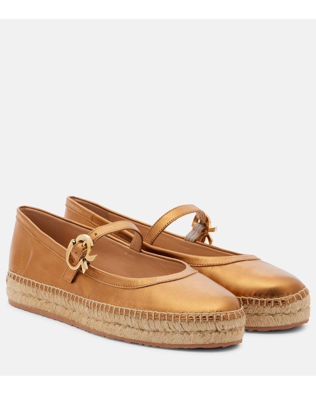 Gianvito Rossi Brown Elda Metallic Leather Espadrilles