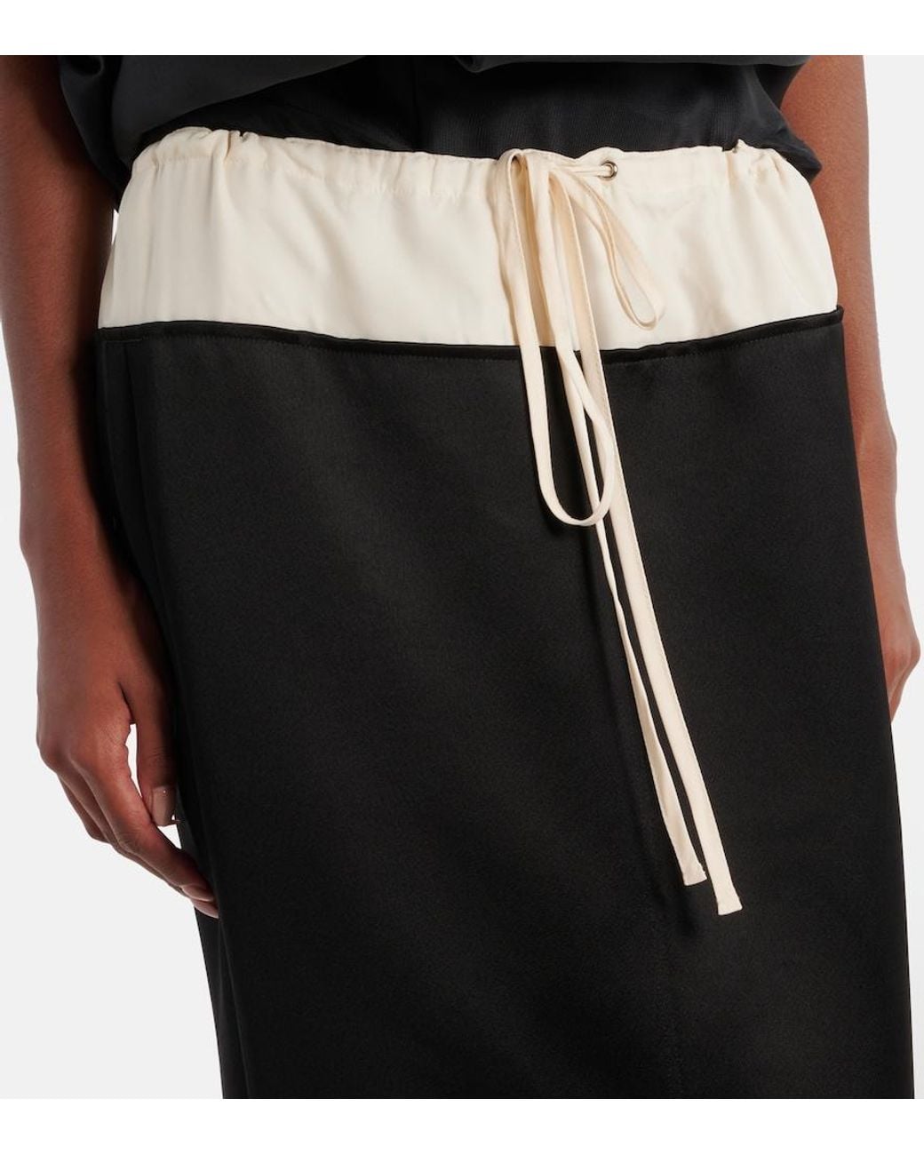 Khaite Black Chet Satin Maxi Skirt