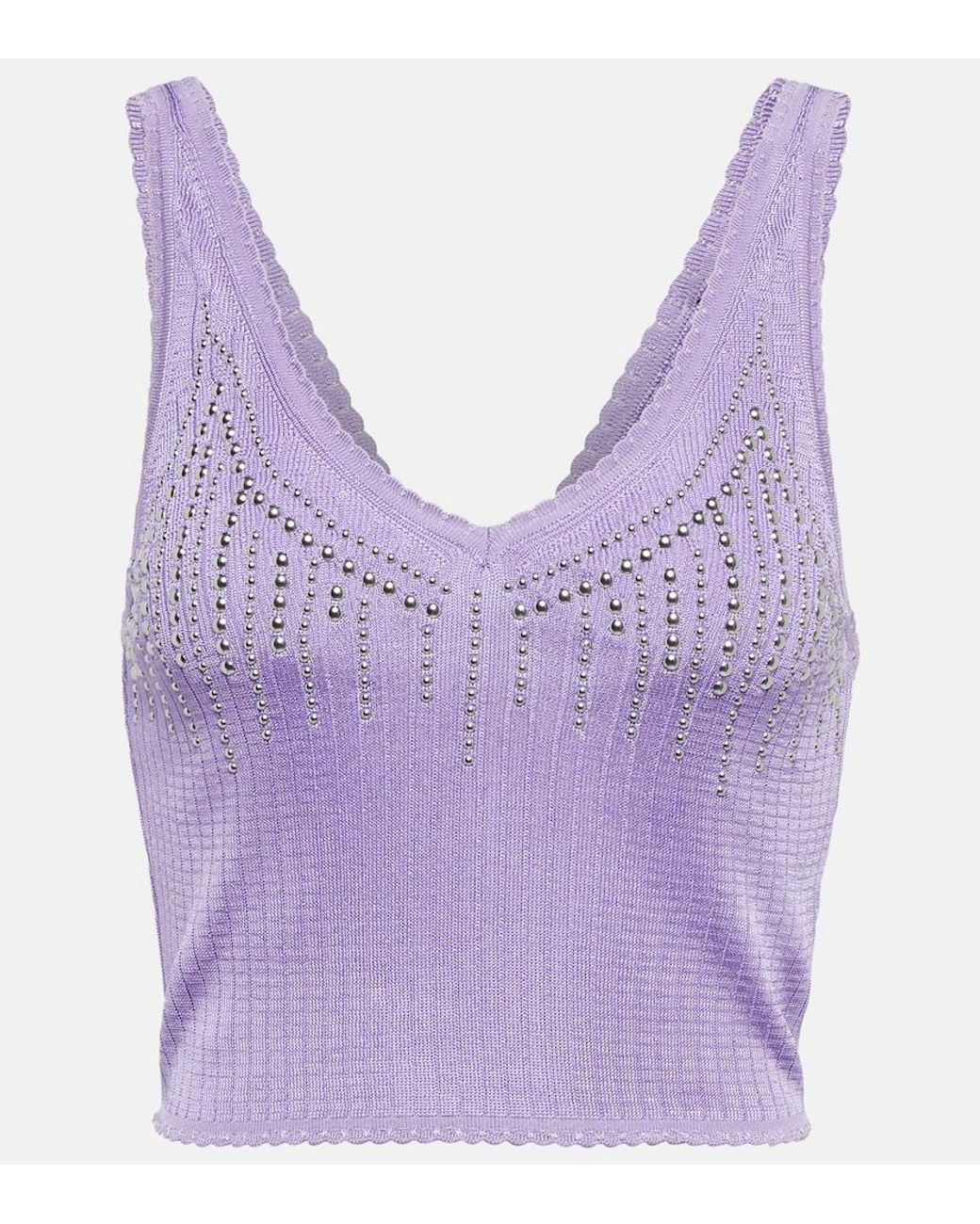 Rabanne Purple Embellished Knit Top