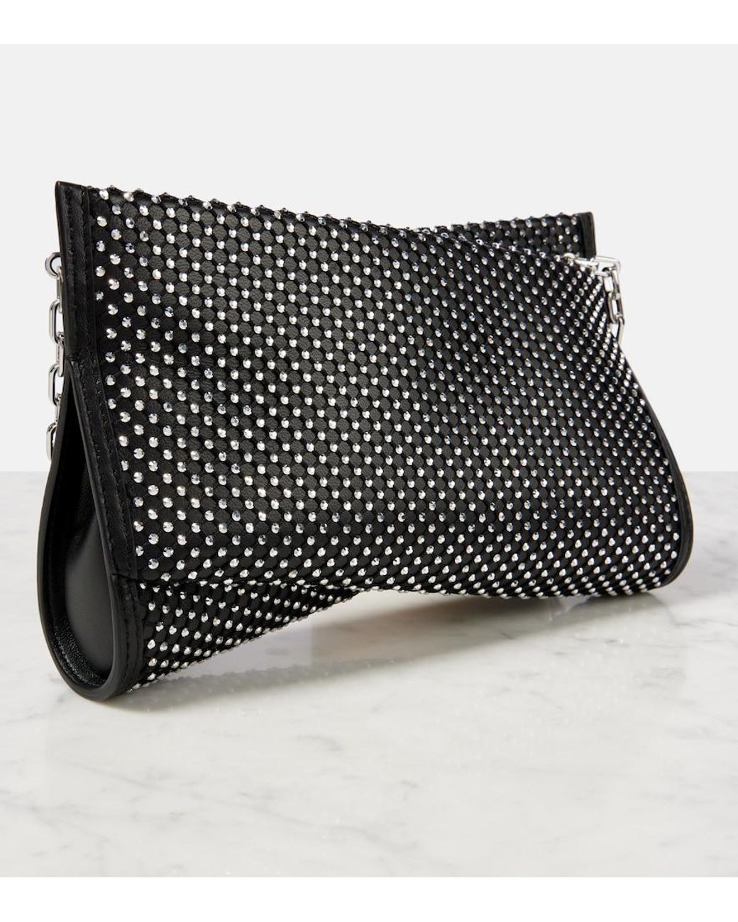 Christian Louboutin Black Loubitwist Small Strass Clutch Bag
