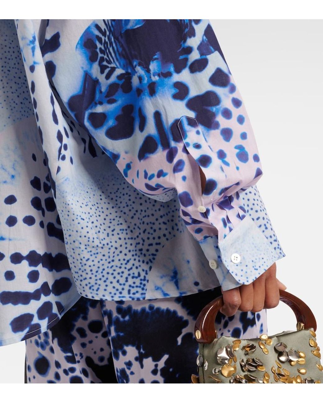 Camisa De Algodon Estampada Dries Van Noten de color Blue