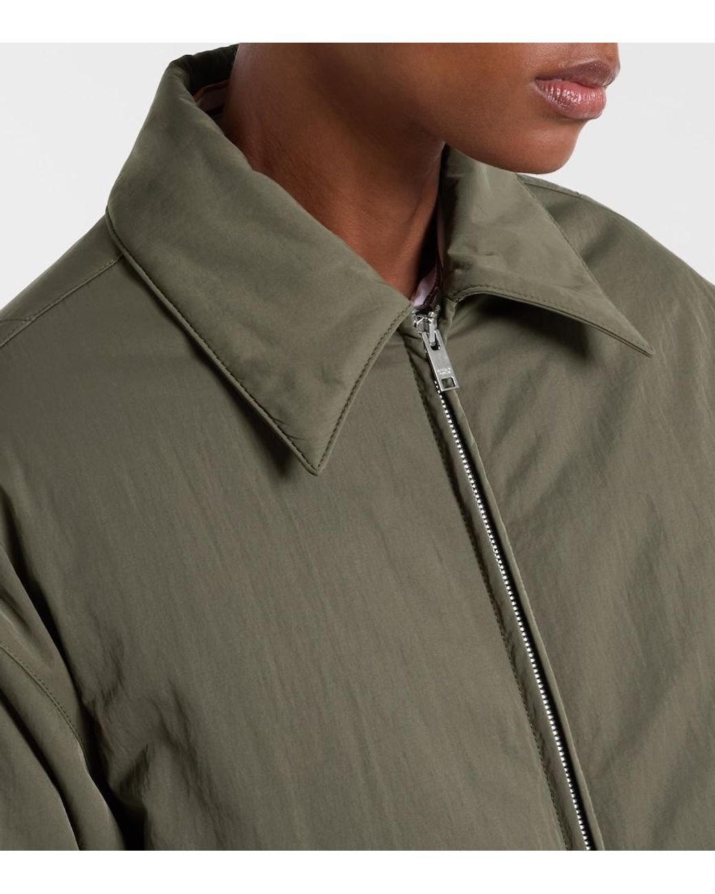 Bottega Veneta Green Intrecciato Leather-Trimmed Down Jacket