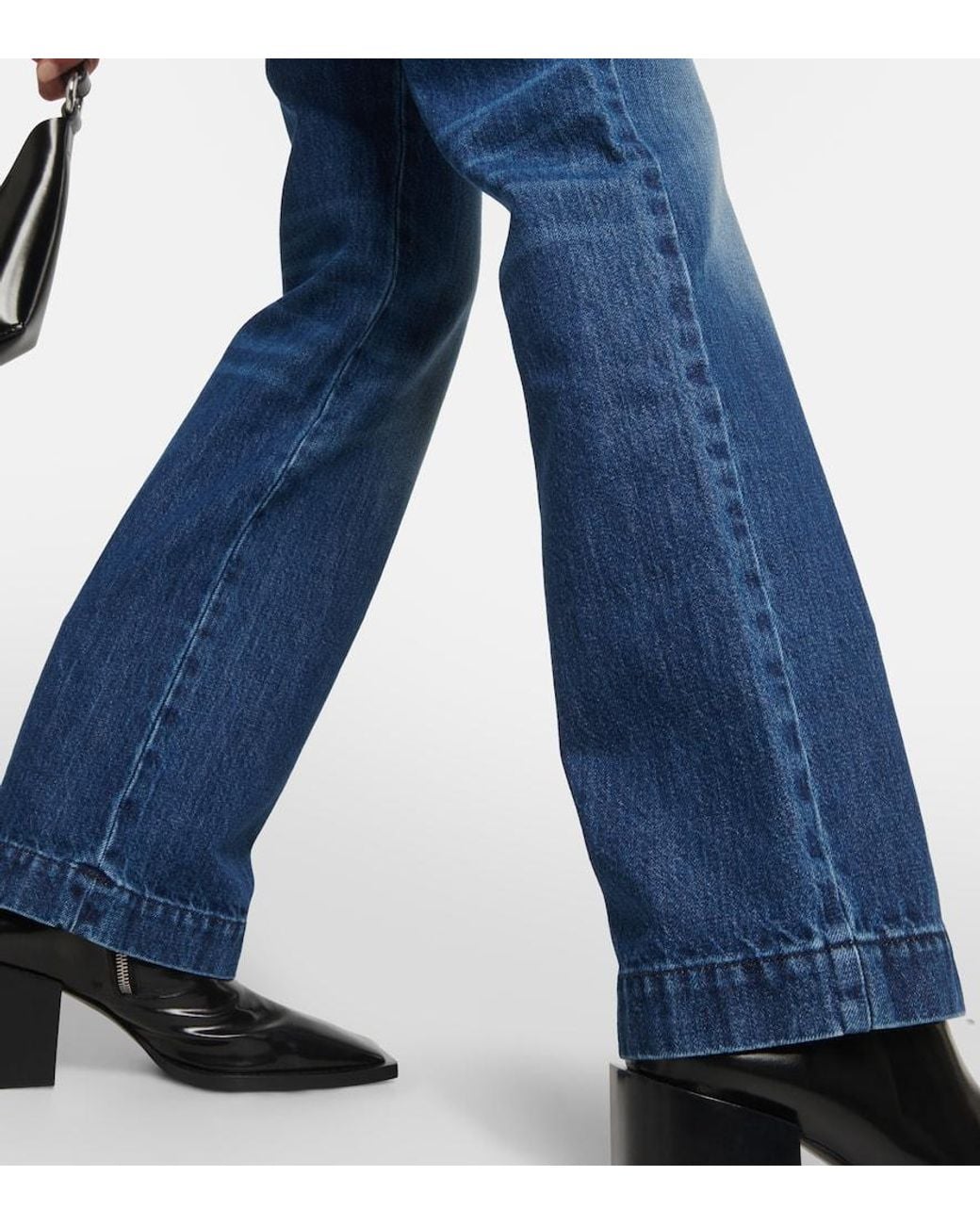 Jeans Rectos De Tiro Alto Con Patchwork Peter Do de color Blue