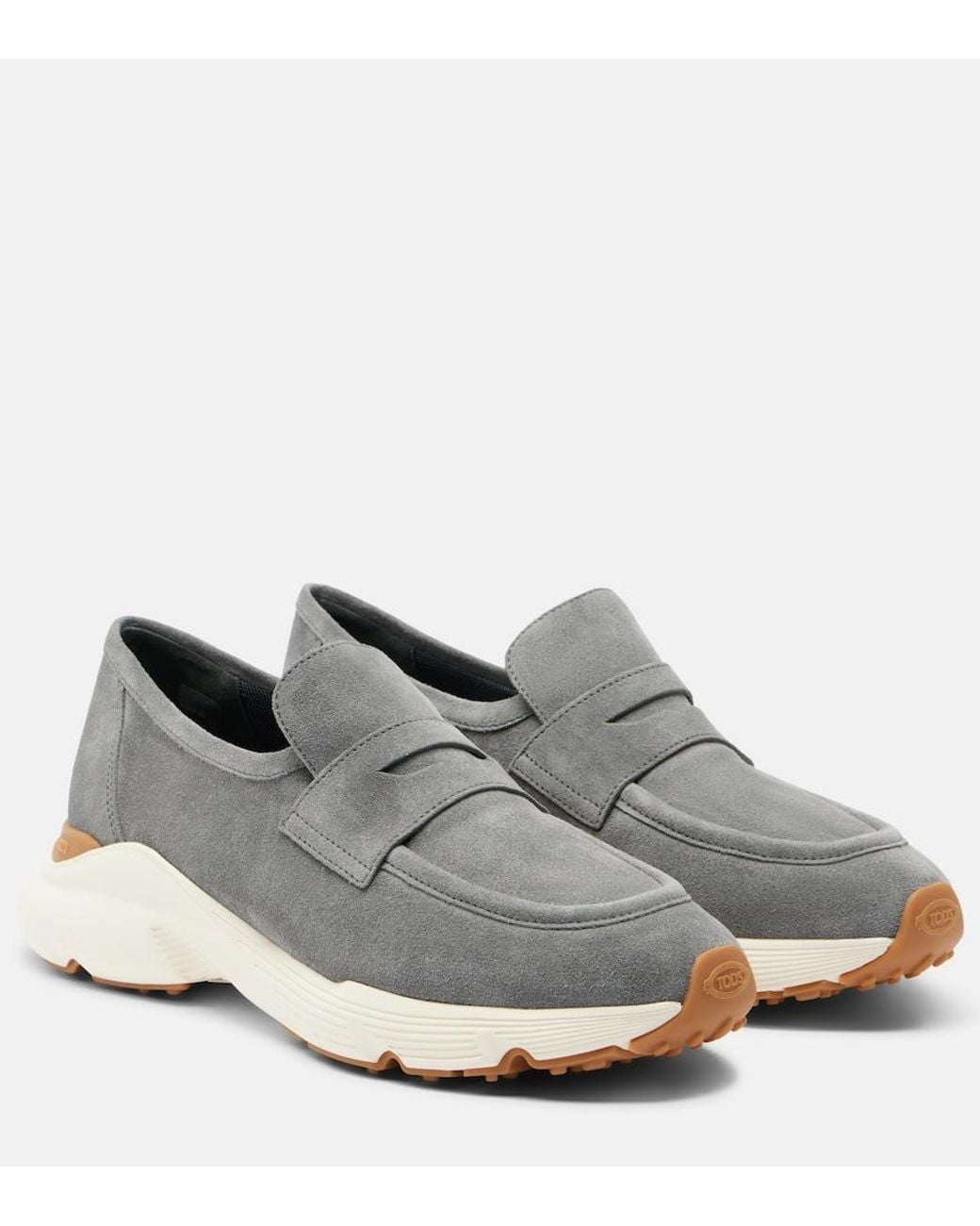 Tod's Gray Suede Penny Loafers