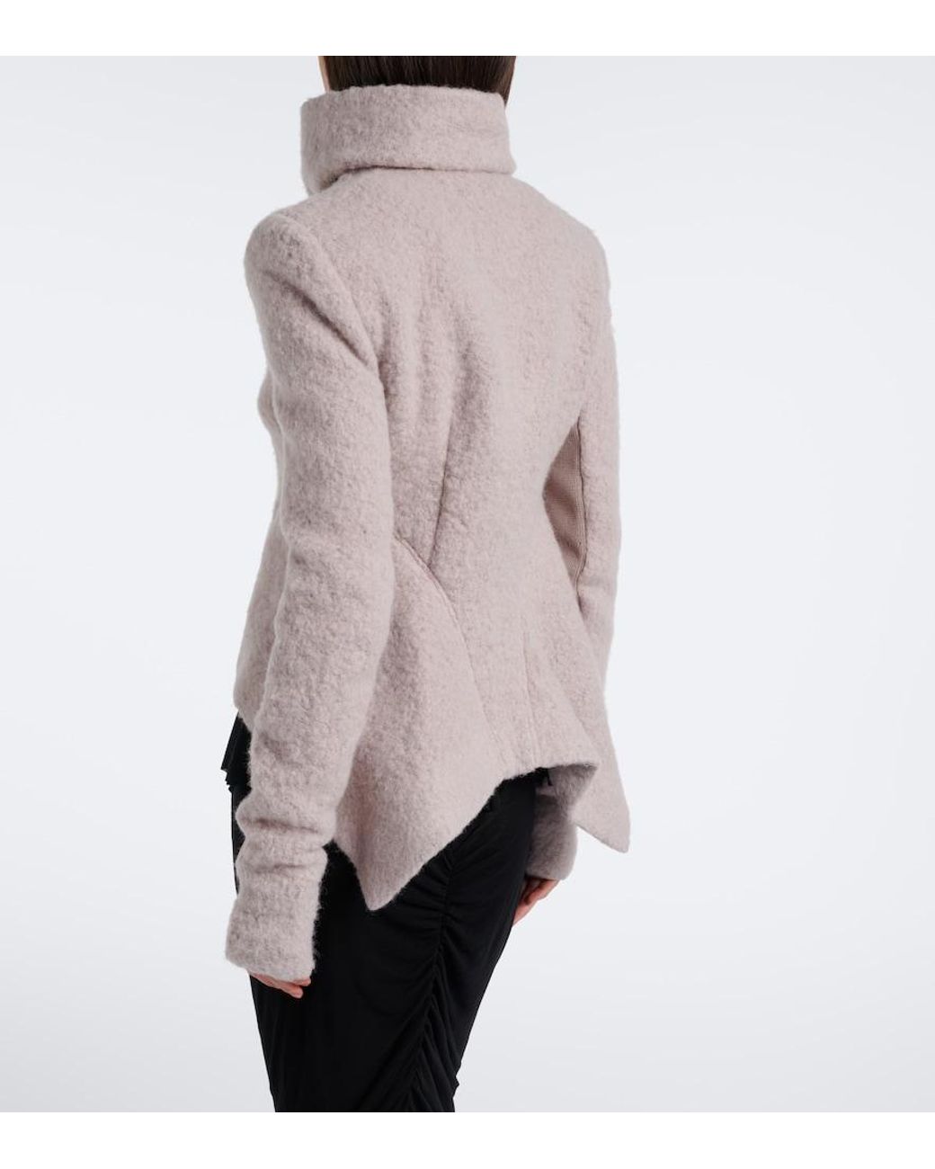 Rick Owens Gray Asymmetric Alpaca And Wool-Blend Jacket
