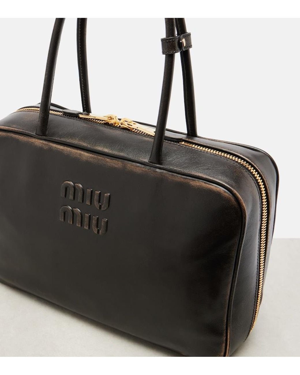 Miu Miu Black Beau Large Leather Tote Bag