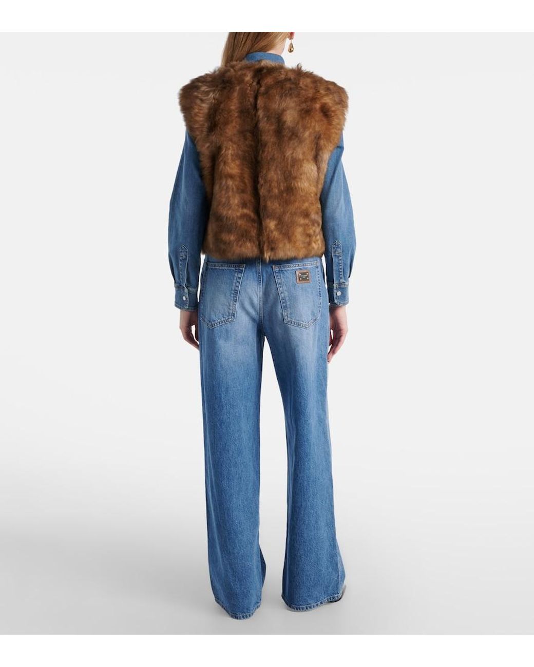 Dolce & Gabbana Brown Cropped Shearling Vest