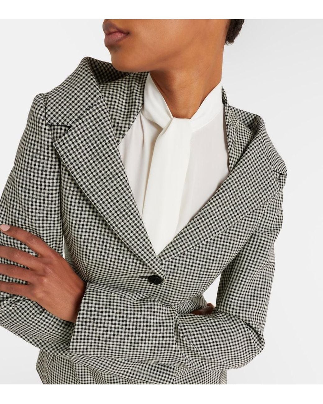 Blazer En Laine A Carreaux McQueen en coloris Gray