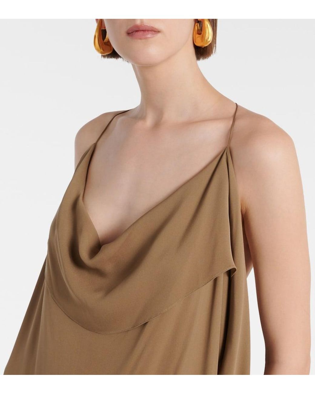 Khaite Brown Dandora Draped Silk Gown