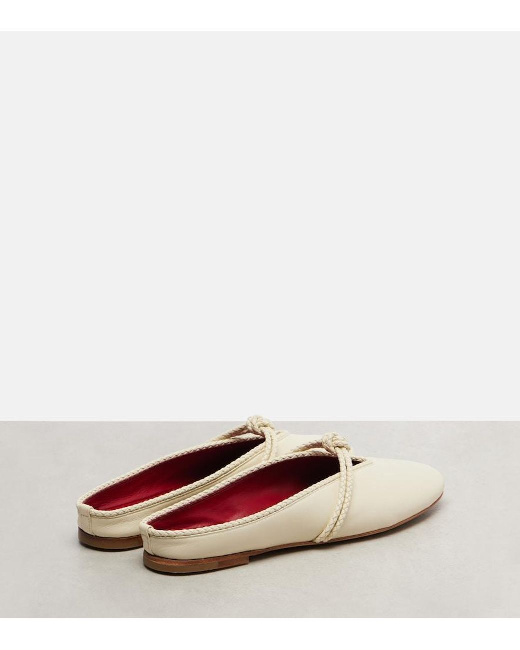 Bottega Veneta White Rosa Intrecciato Leather Mules