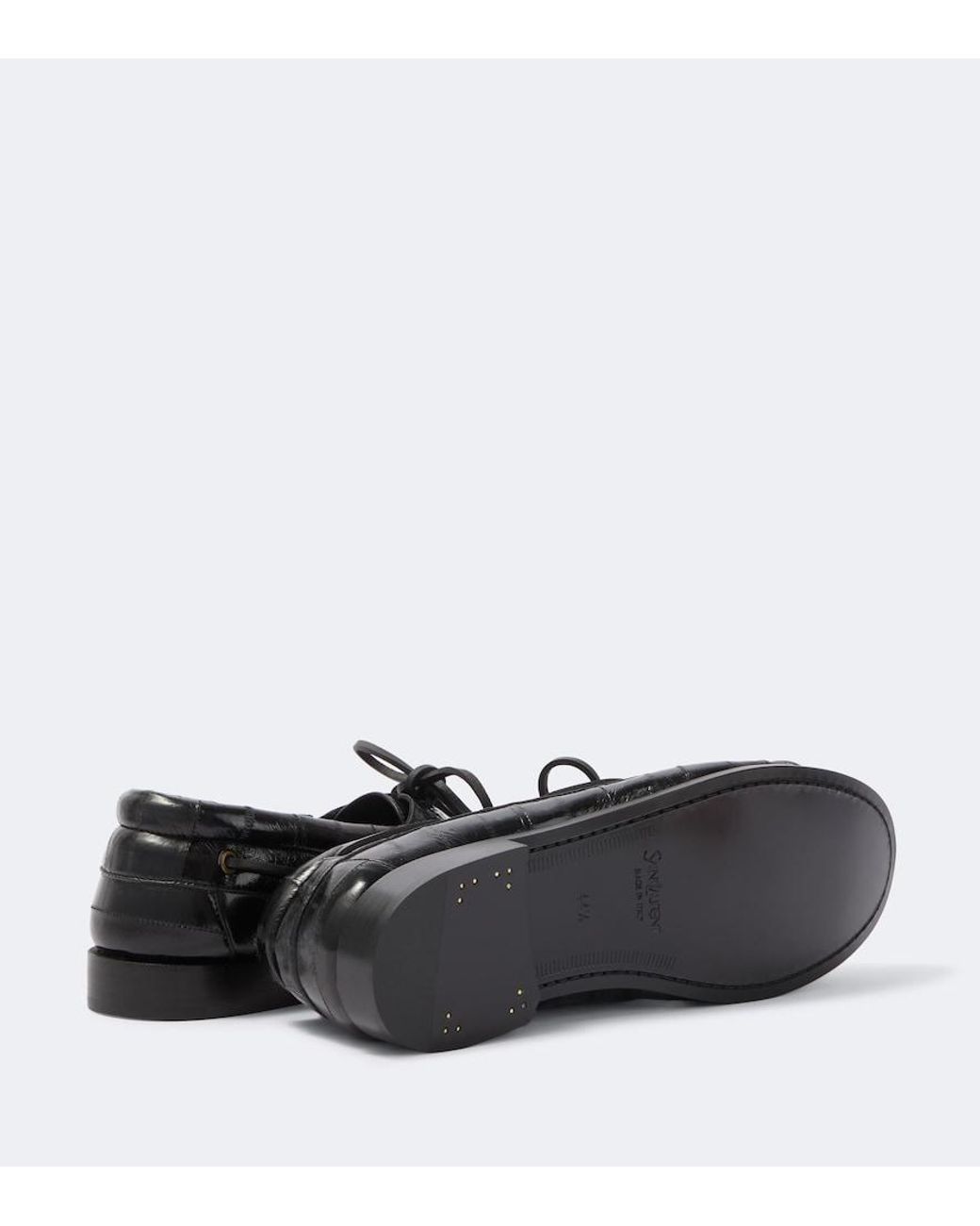 Saint Laurent Black Le Loafer Leather Boat Shoes for men