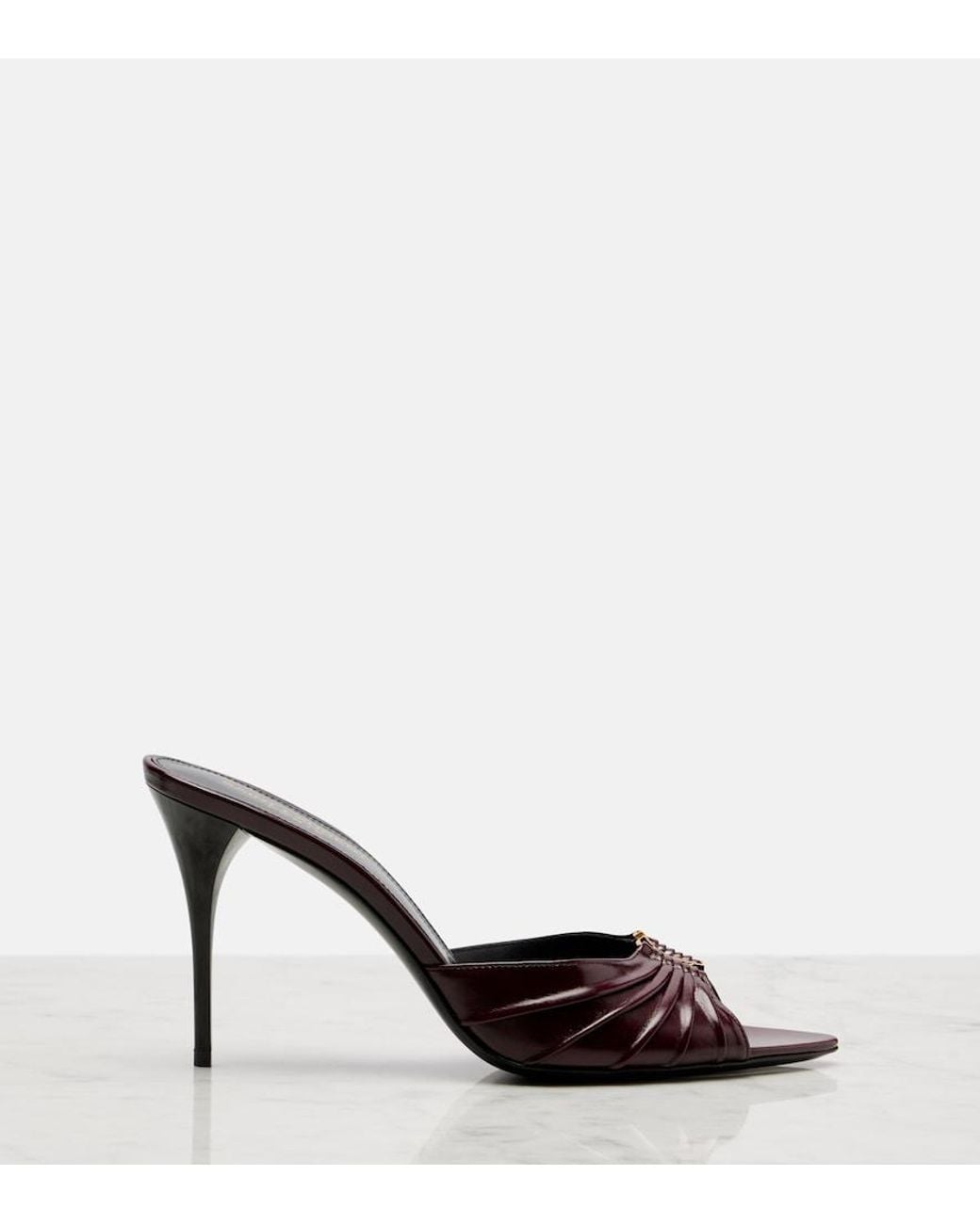Saint Laurent Black Babylone Cassandre Leather Mules
