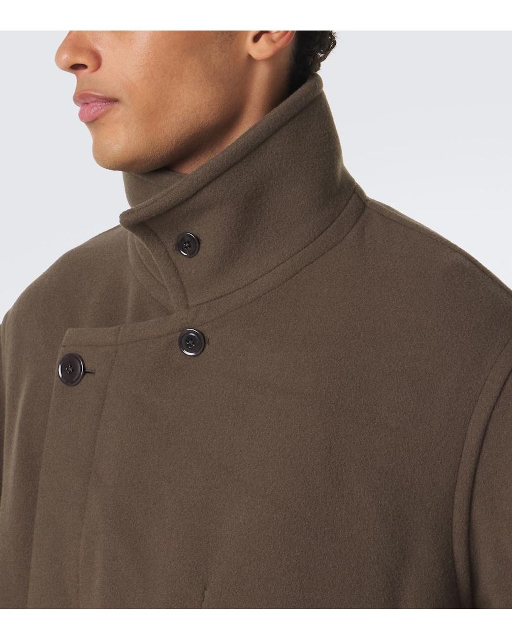 Lemaire Brown Wool Wrap Coat for men