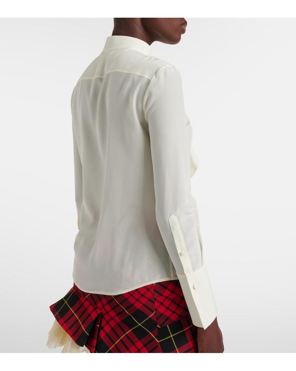 Alexander McQueen White Ruffled Silk Blouse