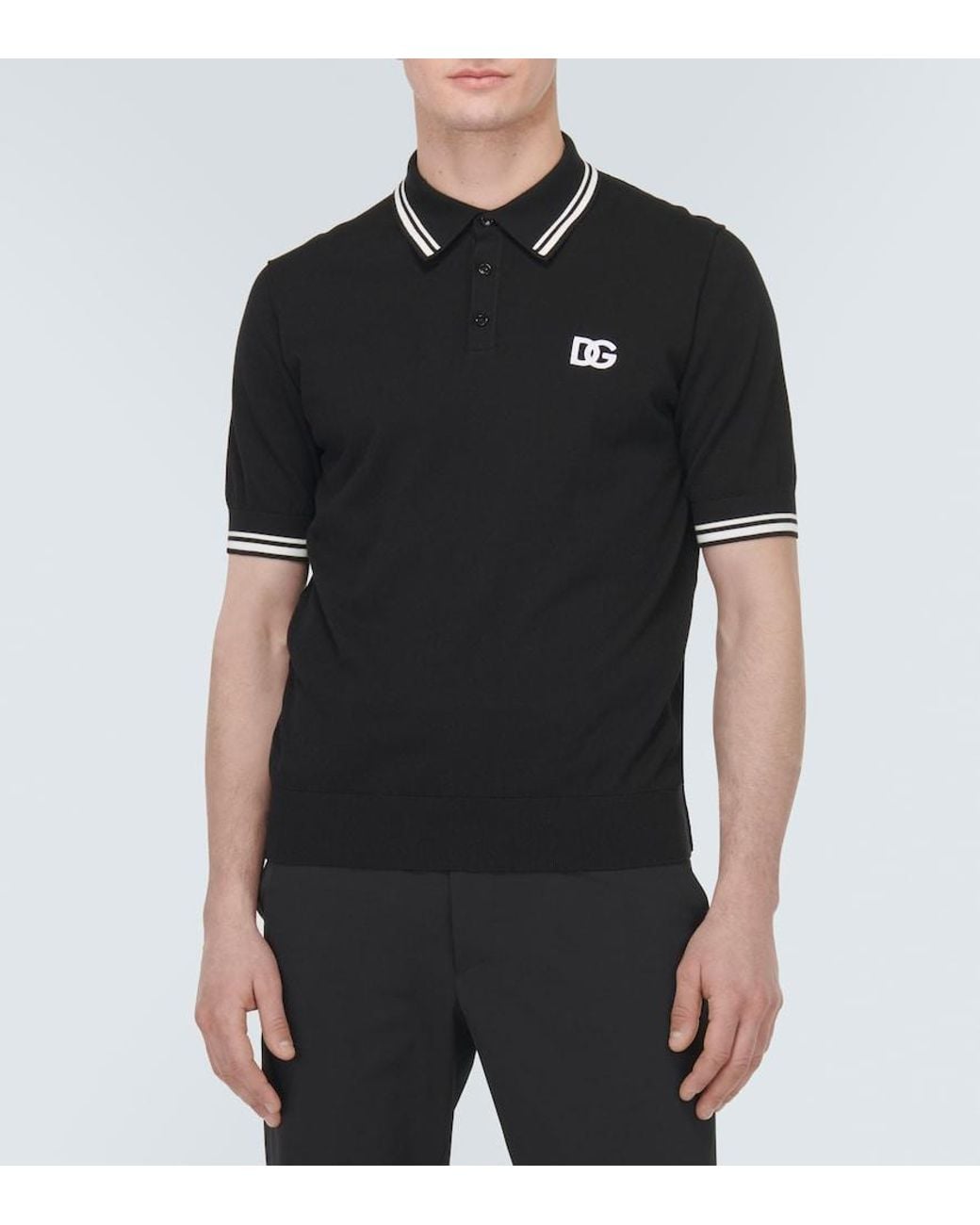Dolce & Gabbana Black Cotton Polo Shirt for men