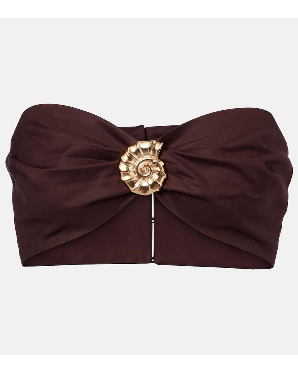 Adriana Degreas Red Embellished Cotton-Blend Bandeau Top