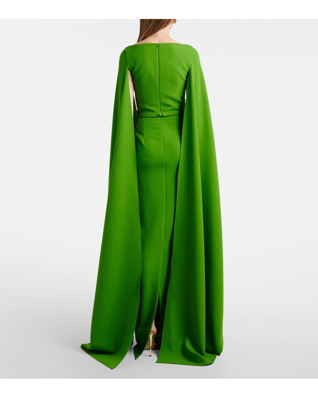 Safiyaa Green Agata Embellished Crêpe Gown