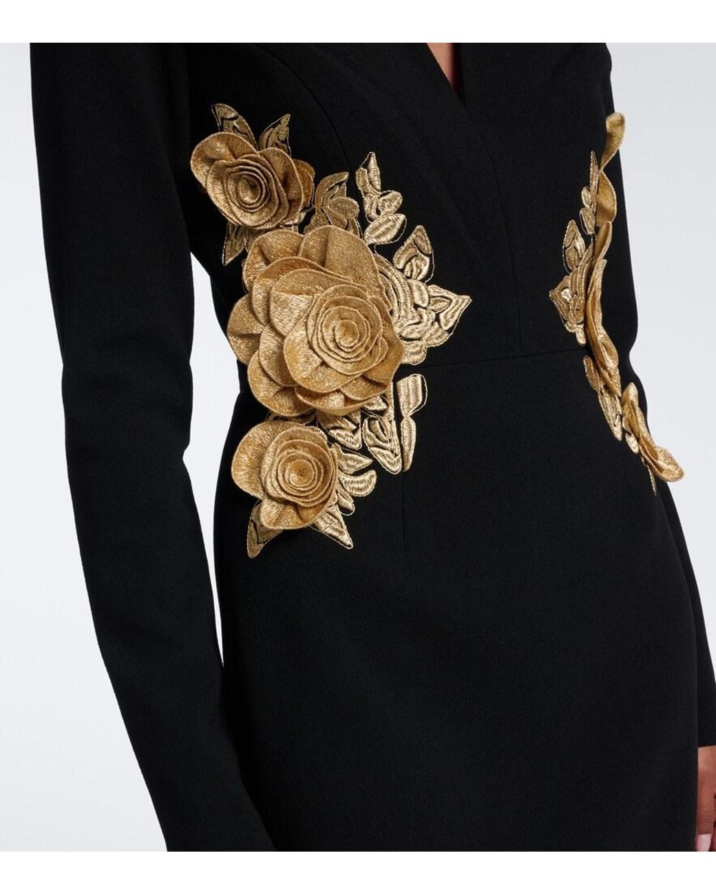 Rebecca Vallance Black Kensington Floral-Applique Gown