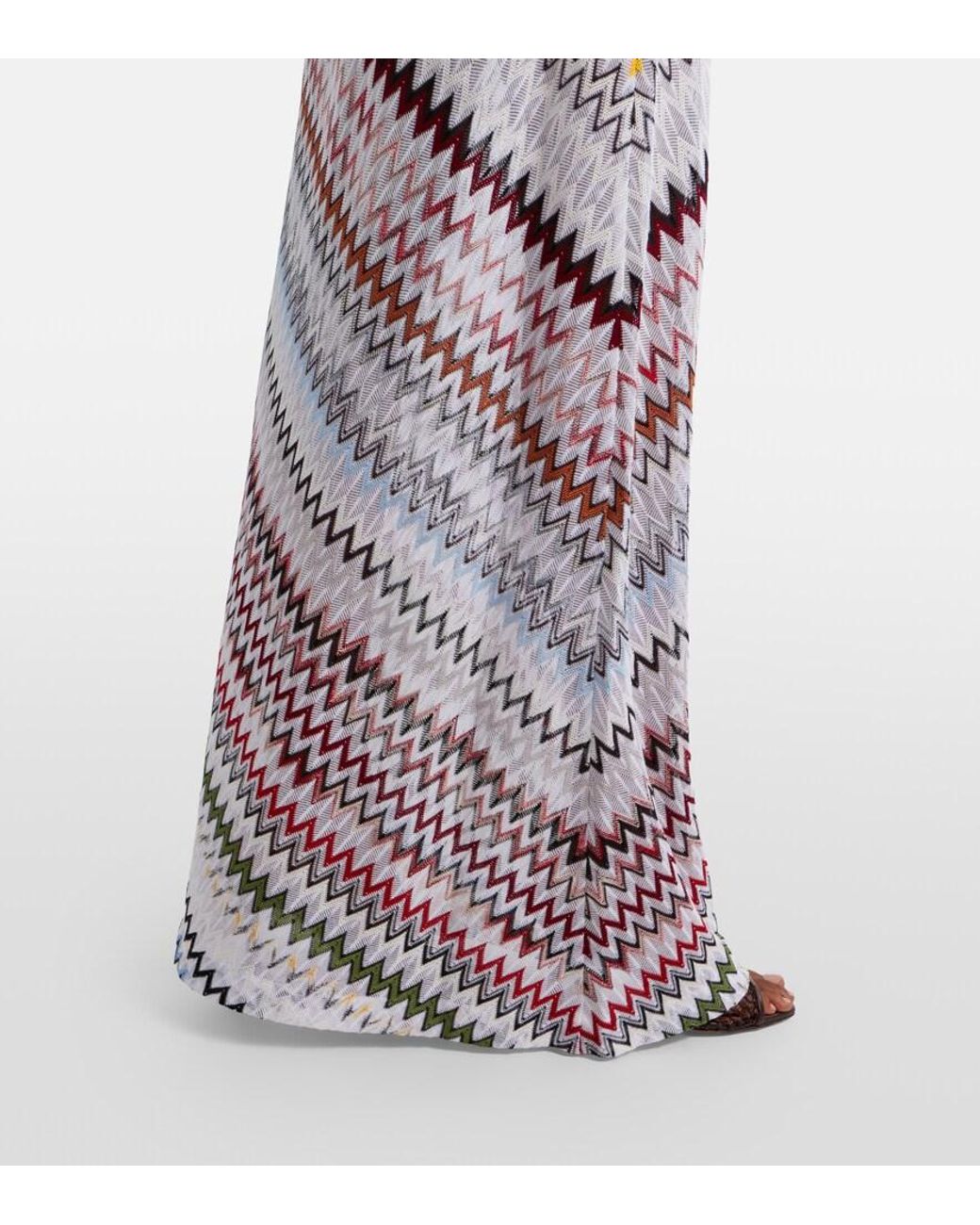 Missoni White Zigzag Asymmetric Maxi Dress