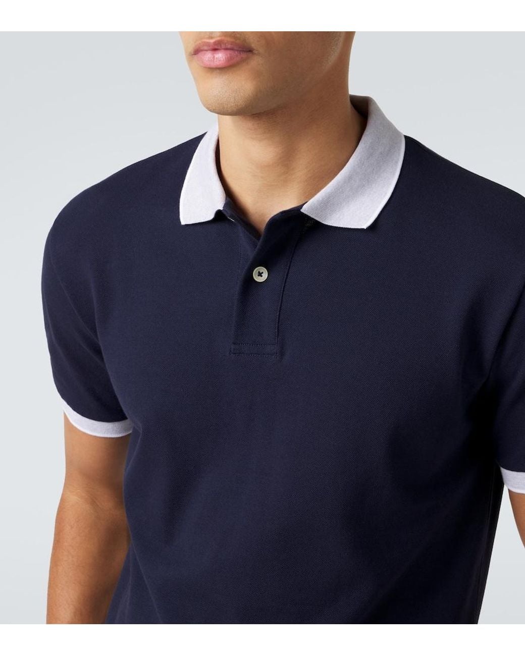Eleventy Blue Cotton Pique Polo Shirt for men