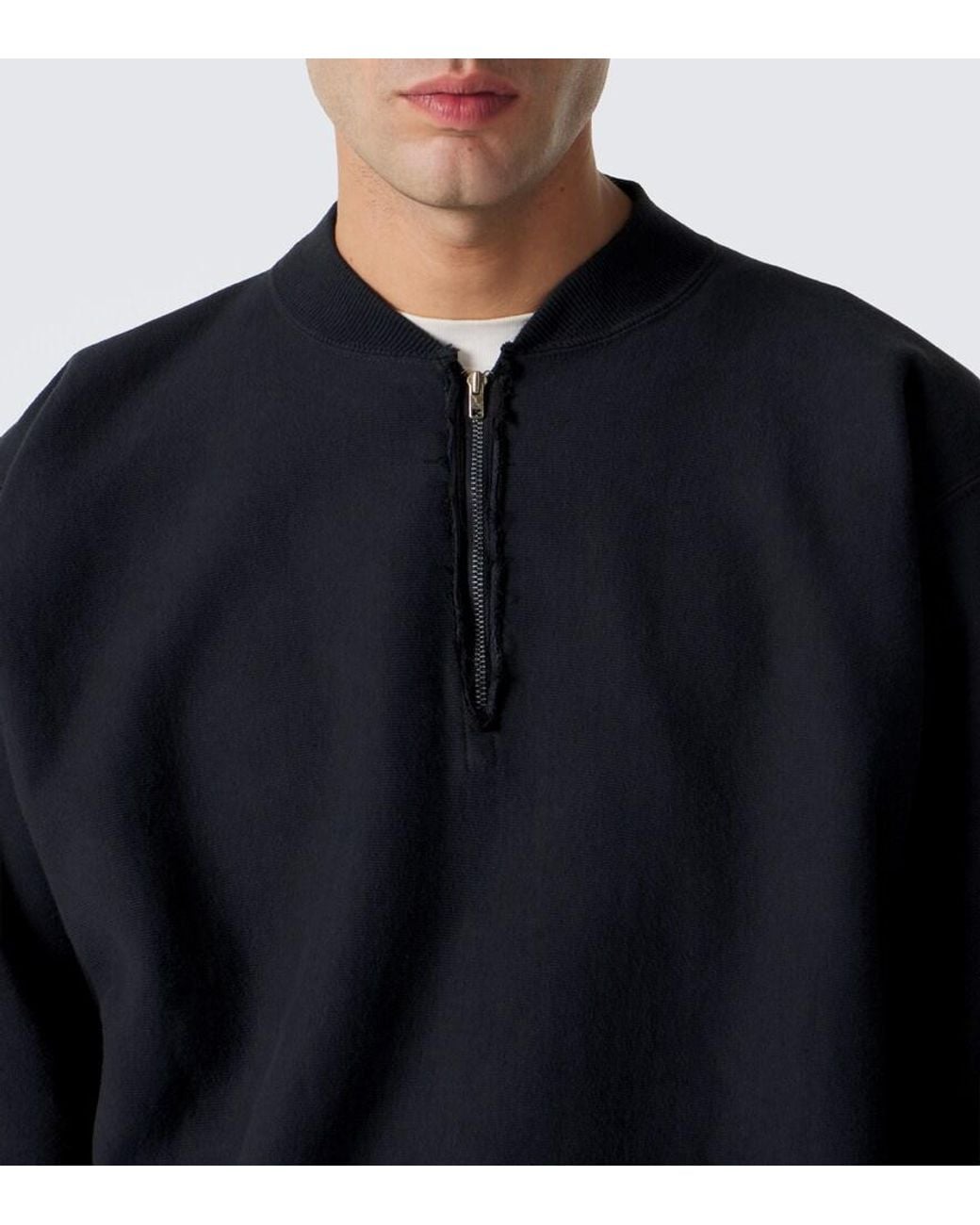 A.PRESSE Blue Cotton Zip-Up Sweater for men