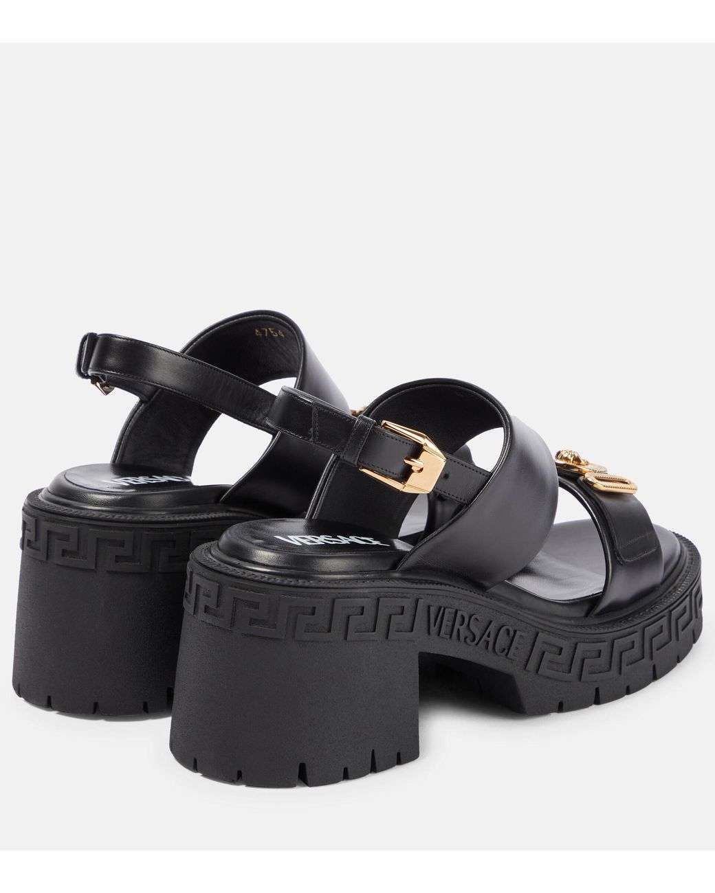 Versace Biggie Medusa Leather Sandals in Black | Lyst