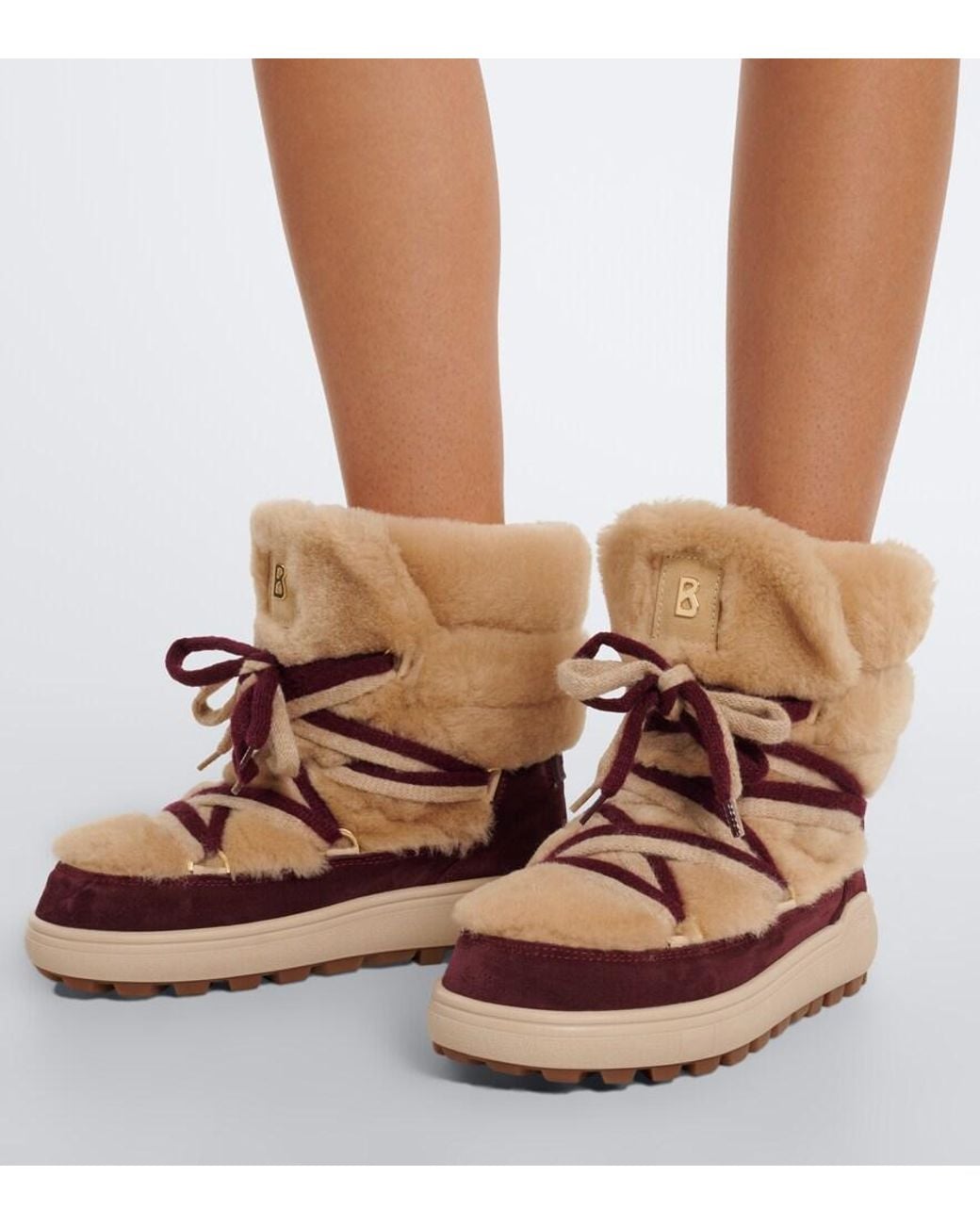 Bogner Brown Chamonix Shearling And Suede Snow Boots