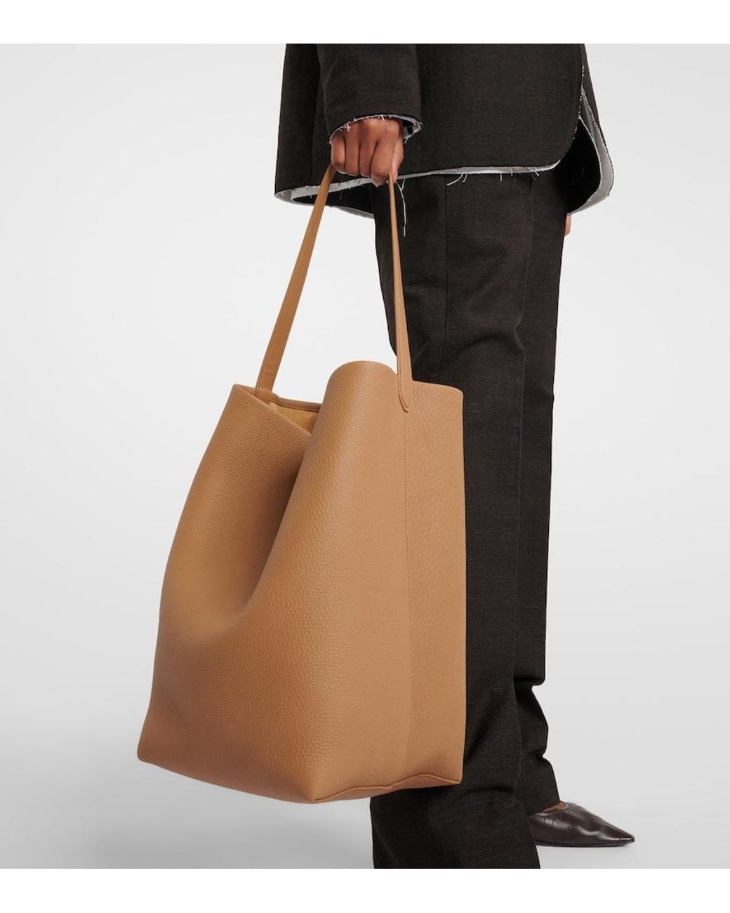 The Row Brown N/S Park Large Leather Tote Bag