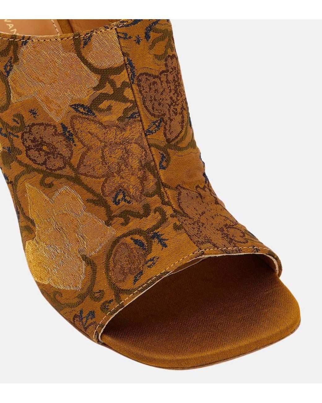 Dries Van Noten Brown Floral Mules