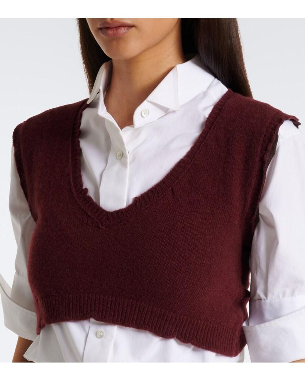 Maison Margiela Purple Cropped Virgin Wool Sweater Vest