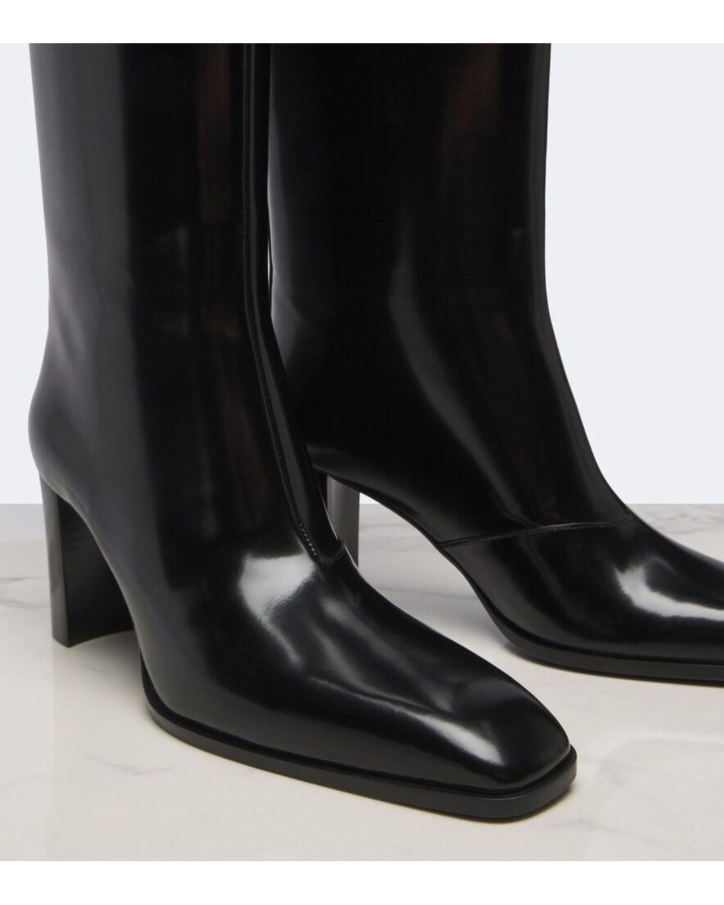 Saint Laurent Black Louis Leather Knee-High Boots