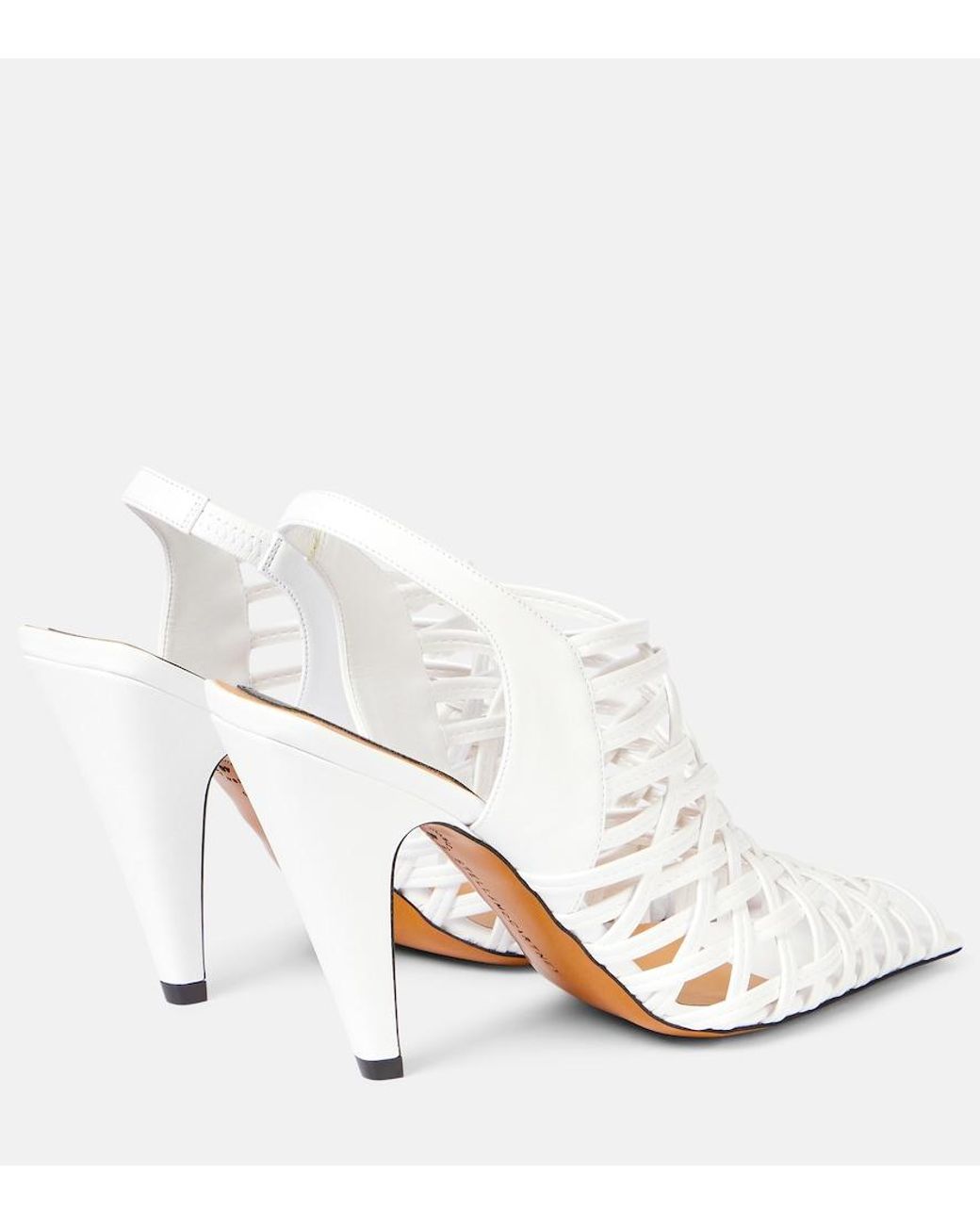 Stella McCartney White Spur Woven Vegan-Leather Pumps