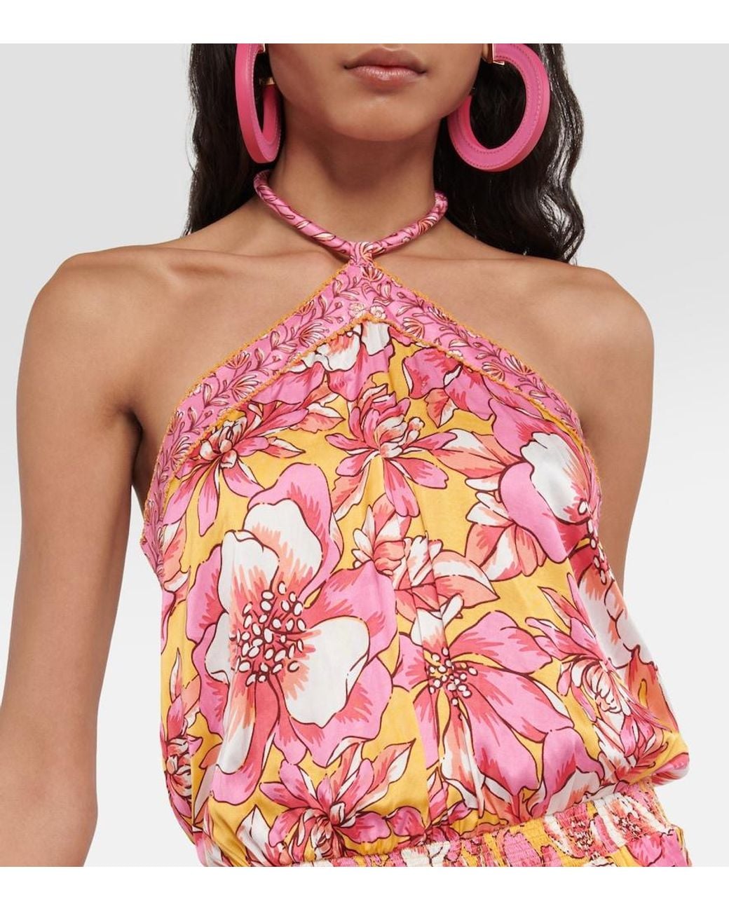 Poupette Red Isabelle Printed Halterneck Jumpsuit