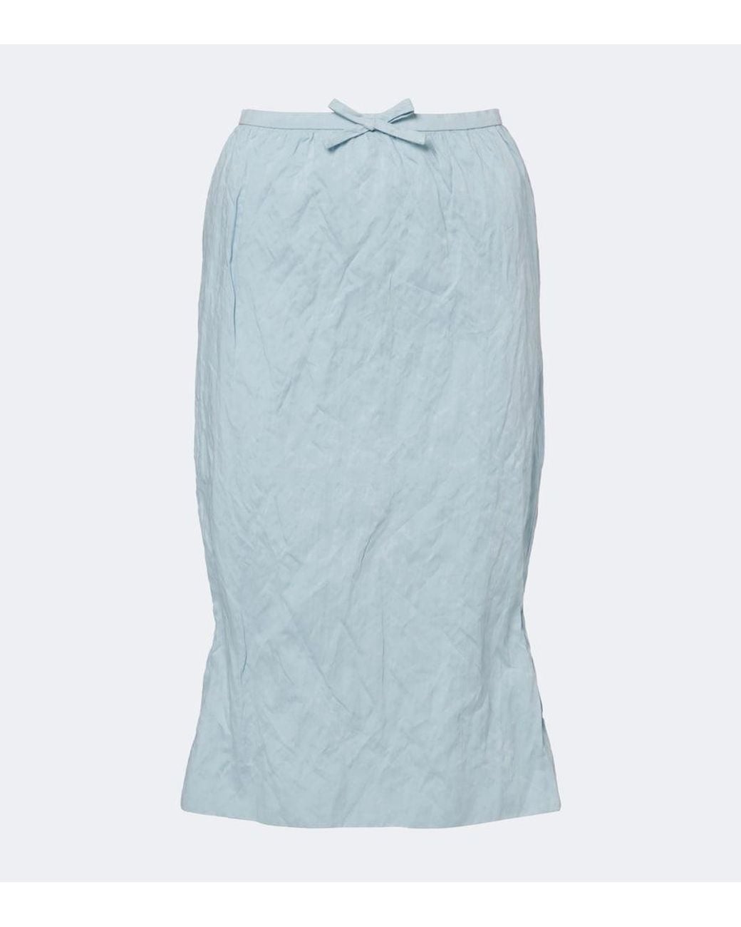 ShuShu/Tong Blue Bow-Detail Cotton-Blend Midi Skirt