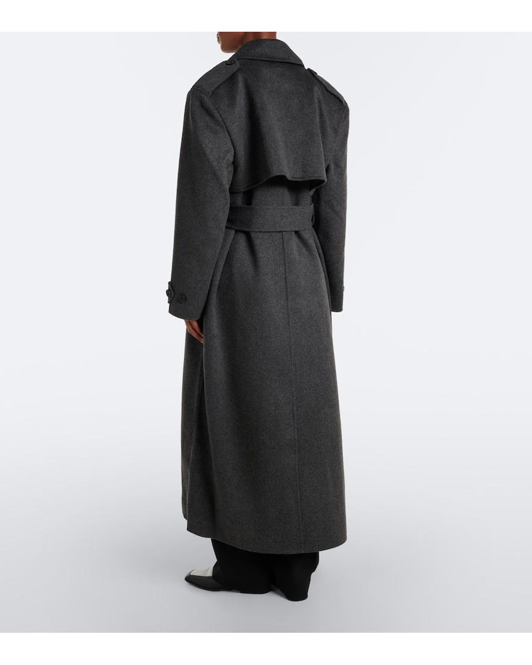 Frankie Shop Black Nikola Belted Wool And Cashmere Coat