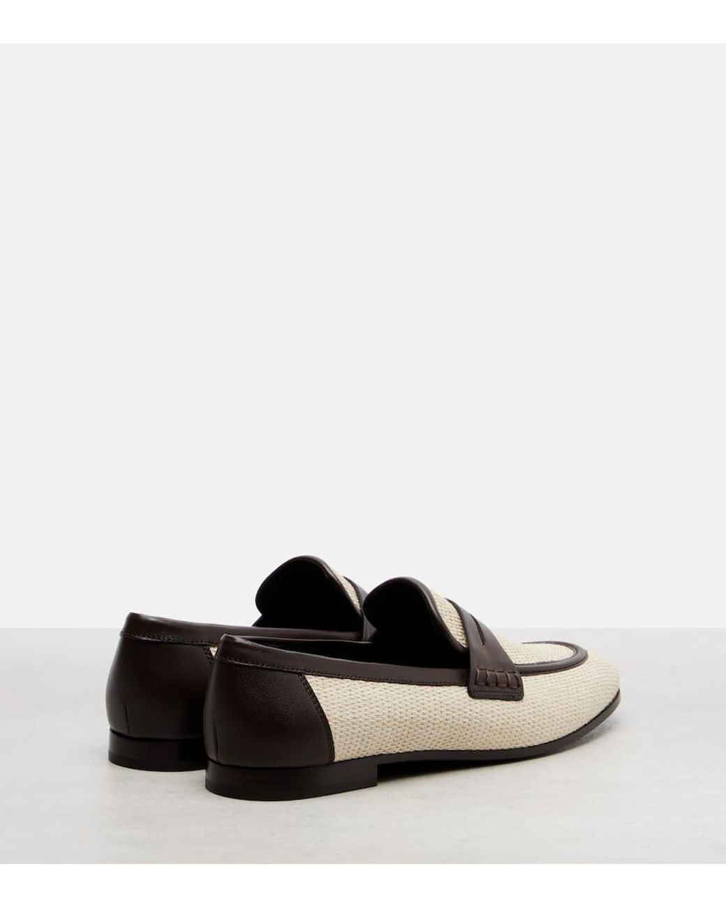 Brunello Cucinelli Black Woven Leather-Trimmed Penny Loafers