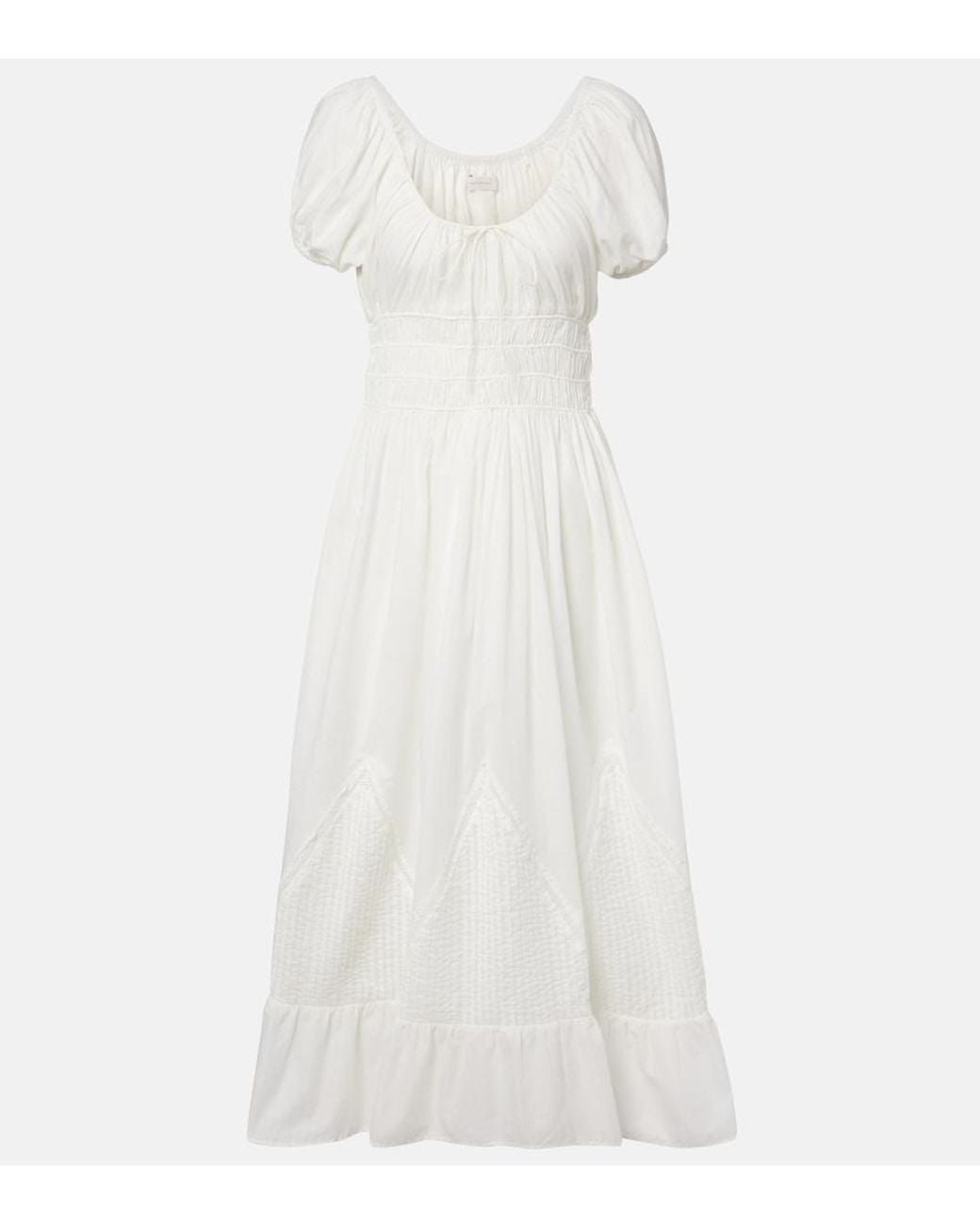 Faithfull The Brand White Sunniva Cotton Midi Dress