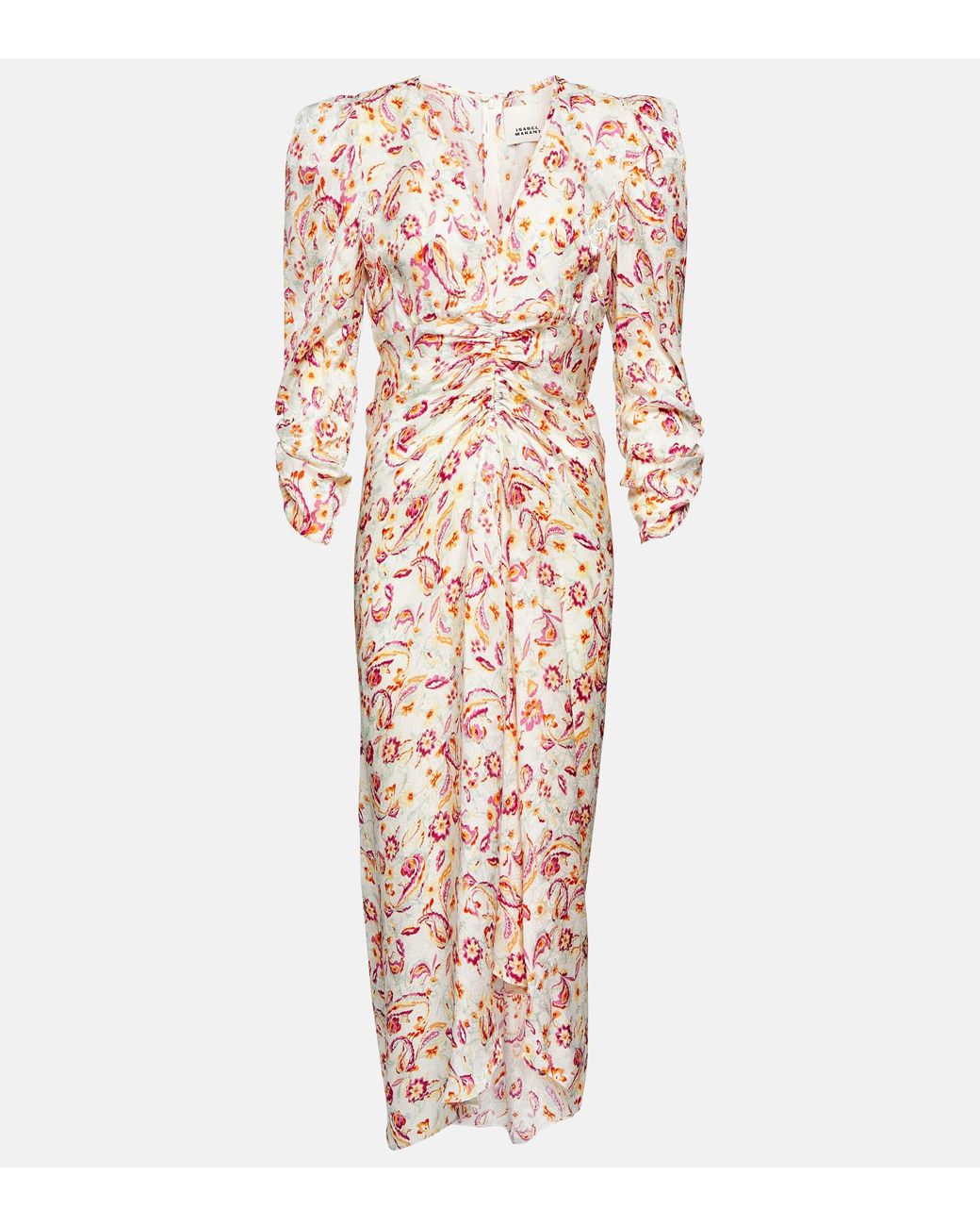 Isabel Marant Albini Printed Silk-blend Midi Dress in Pink | Lyst