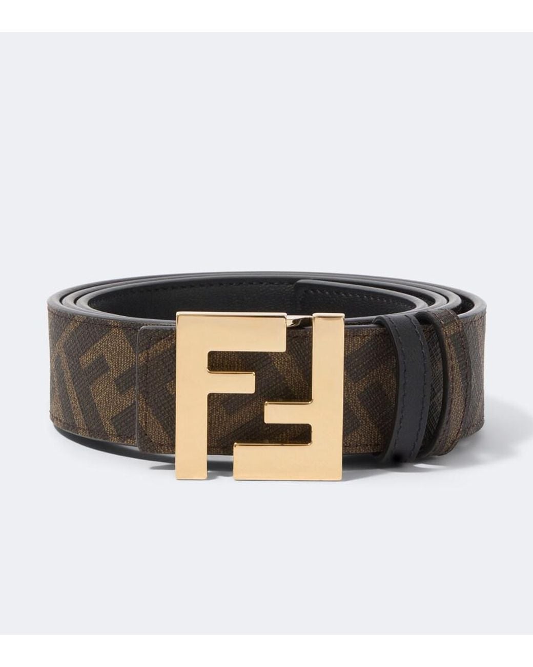 Fendi Black Ff Zucca Reversible Leather Belt for men