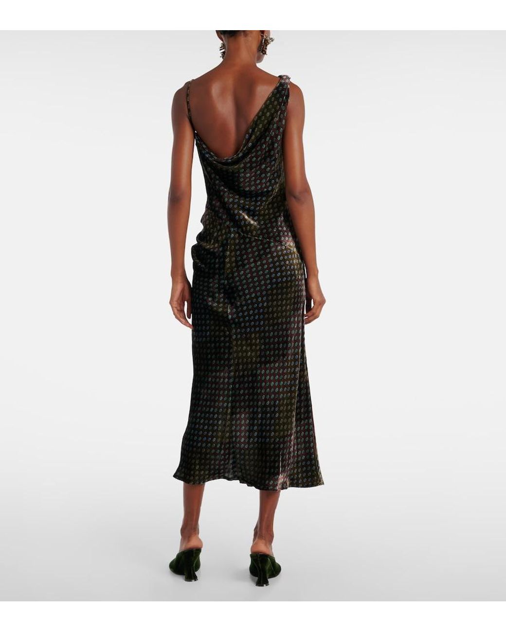 Dries Van Noten Black Asymmetric Printed Gown