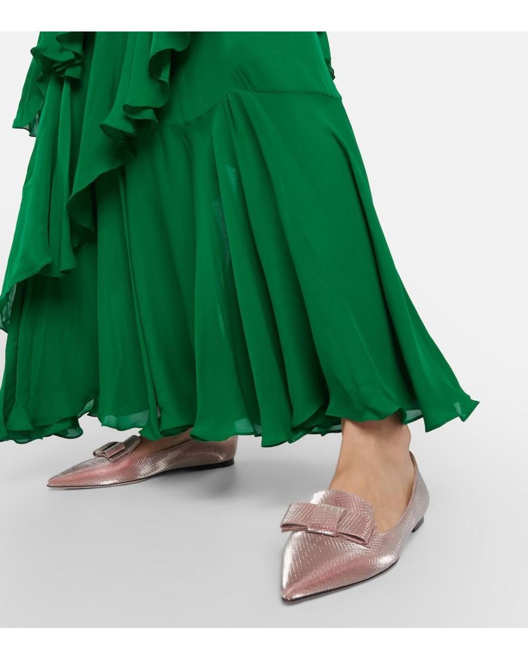 Jimmy Choo Pink Gala Bow-Embellished Ballet Flats