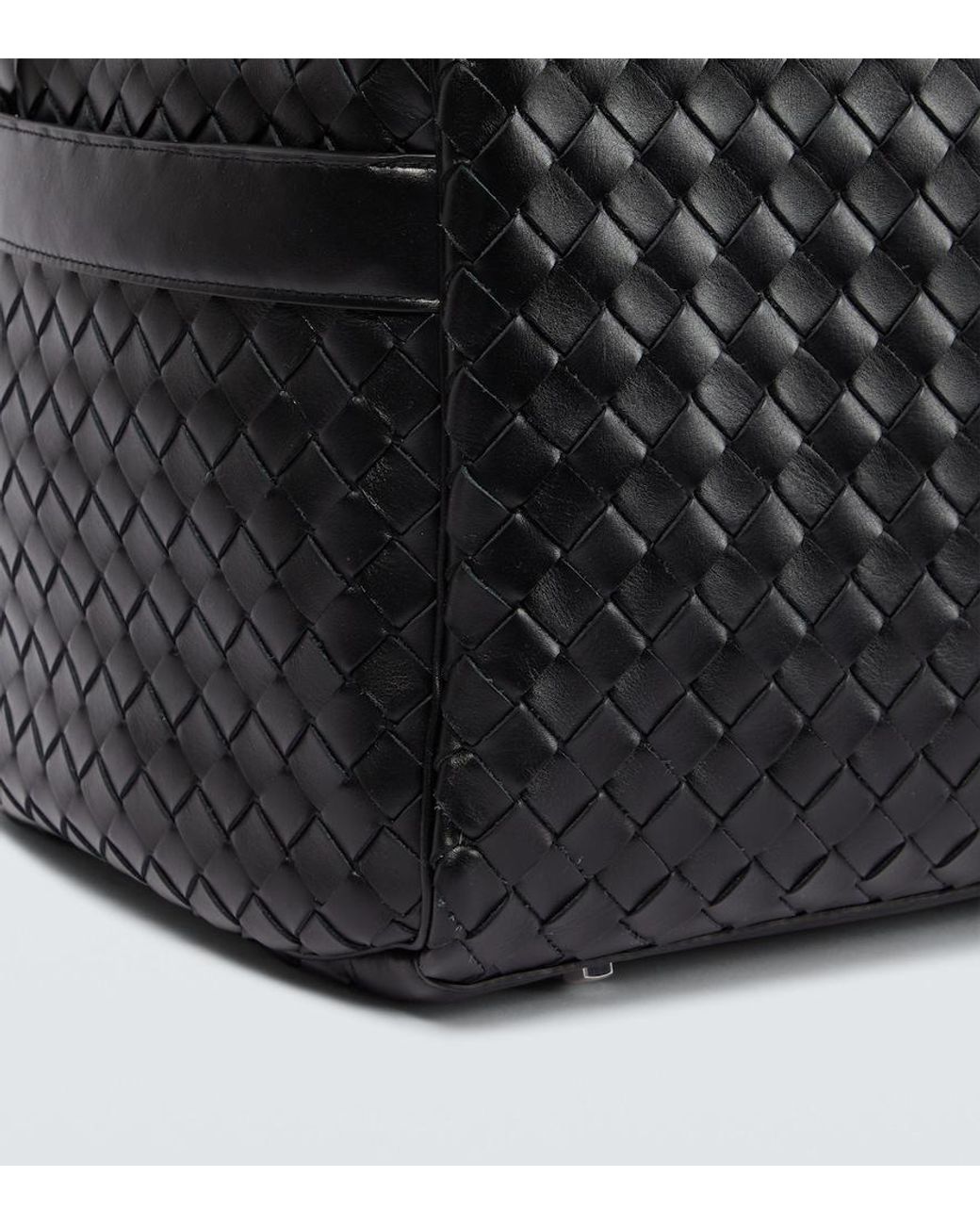 Bottega Veneta Black Large Intrecciato Leather Duffel Bag for men