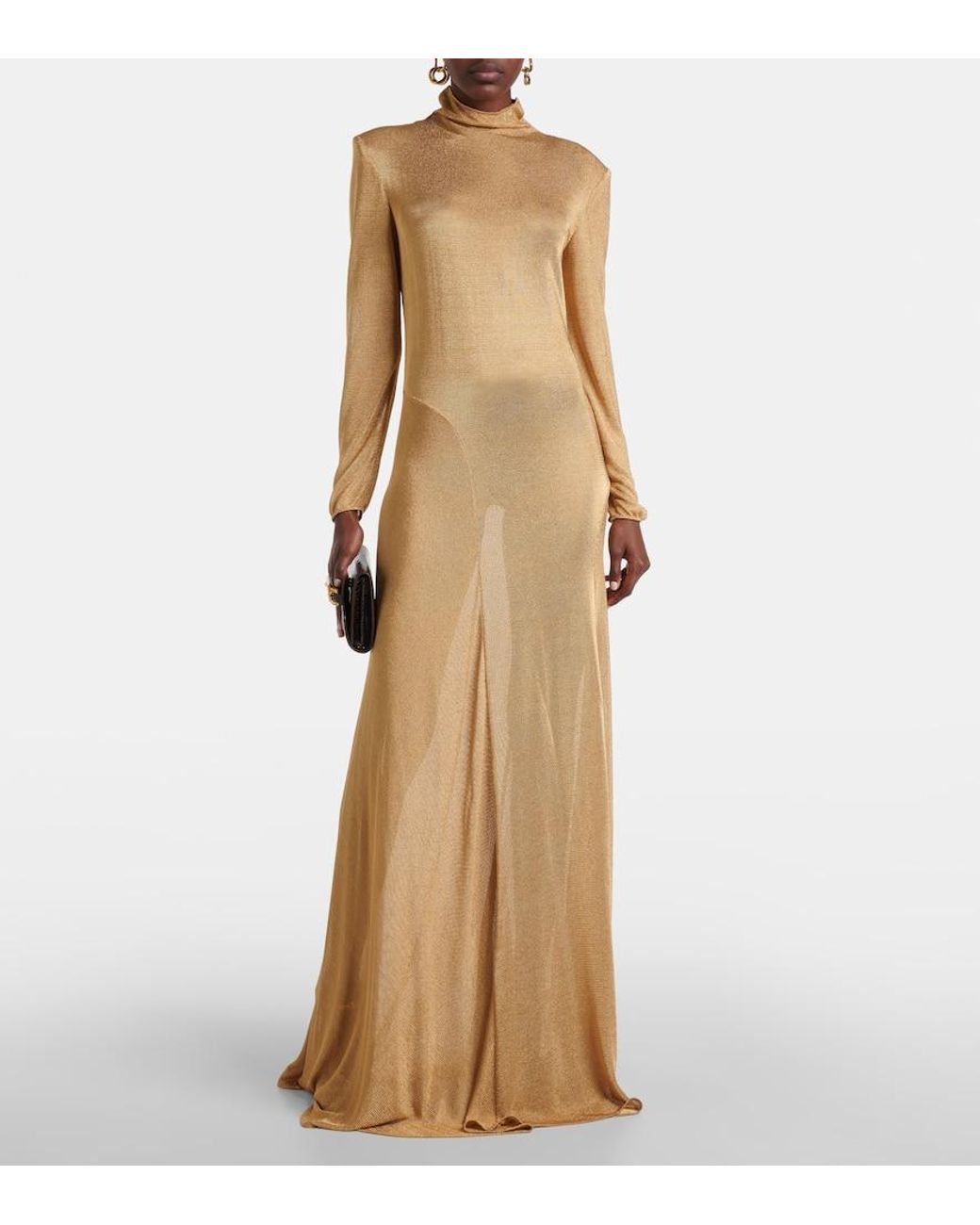 Tom Ford Natural Turtleneck Jersey Gown