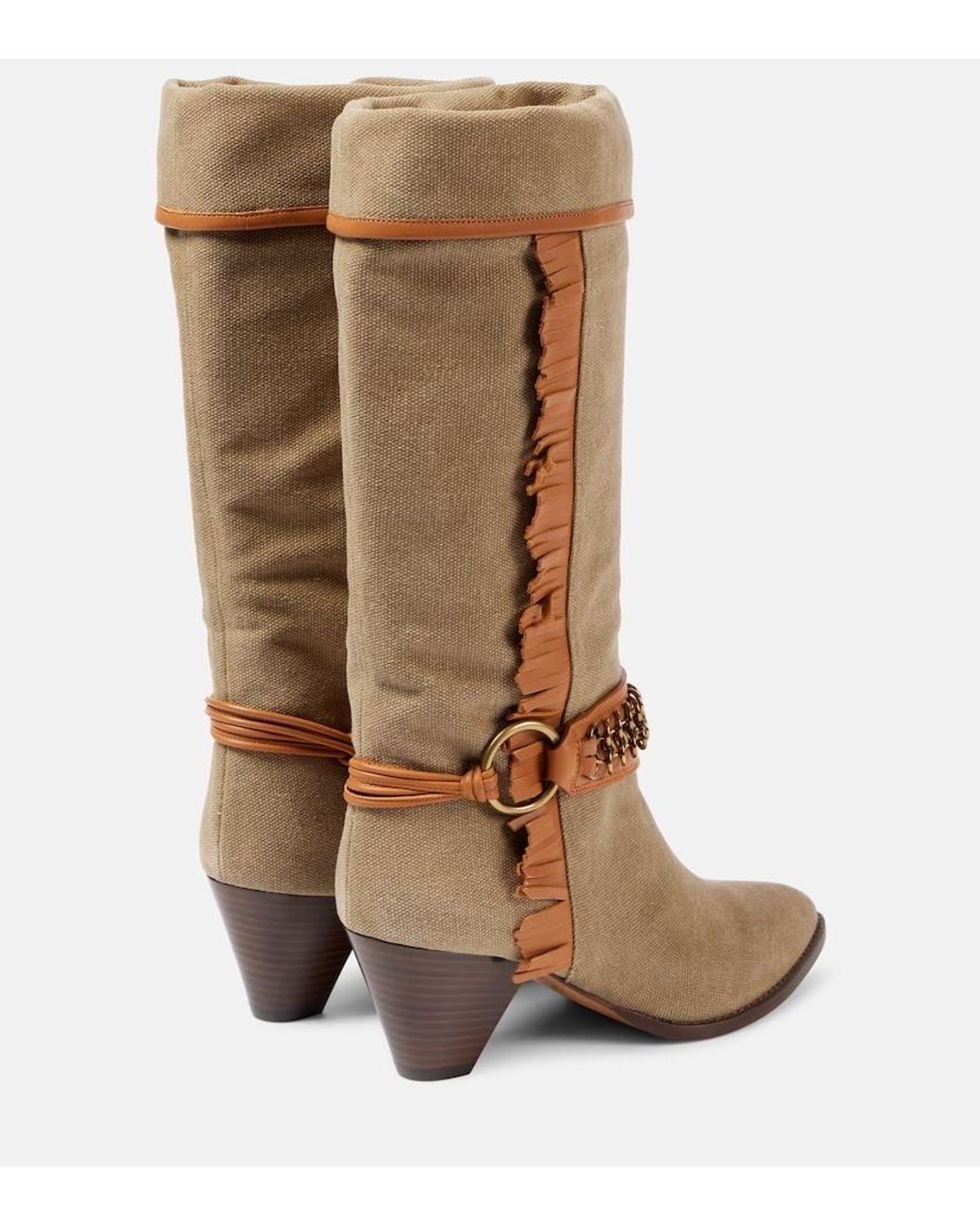 Isabel Marant Brown Levon Canvas Cowboy Boots
