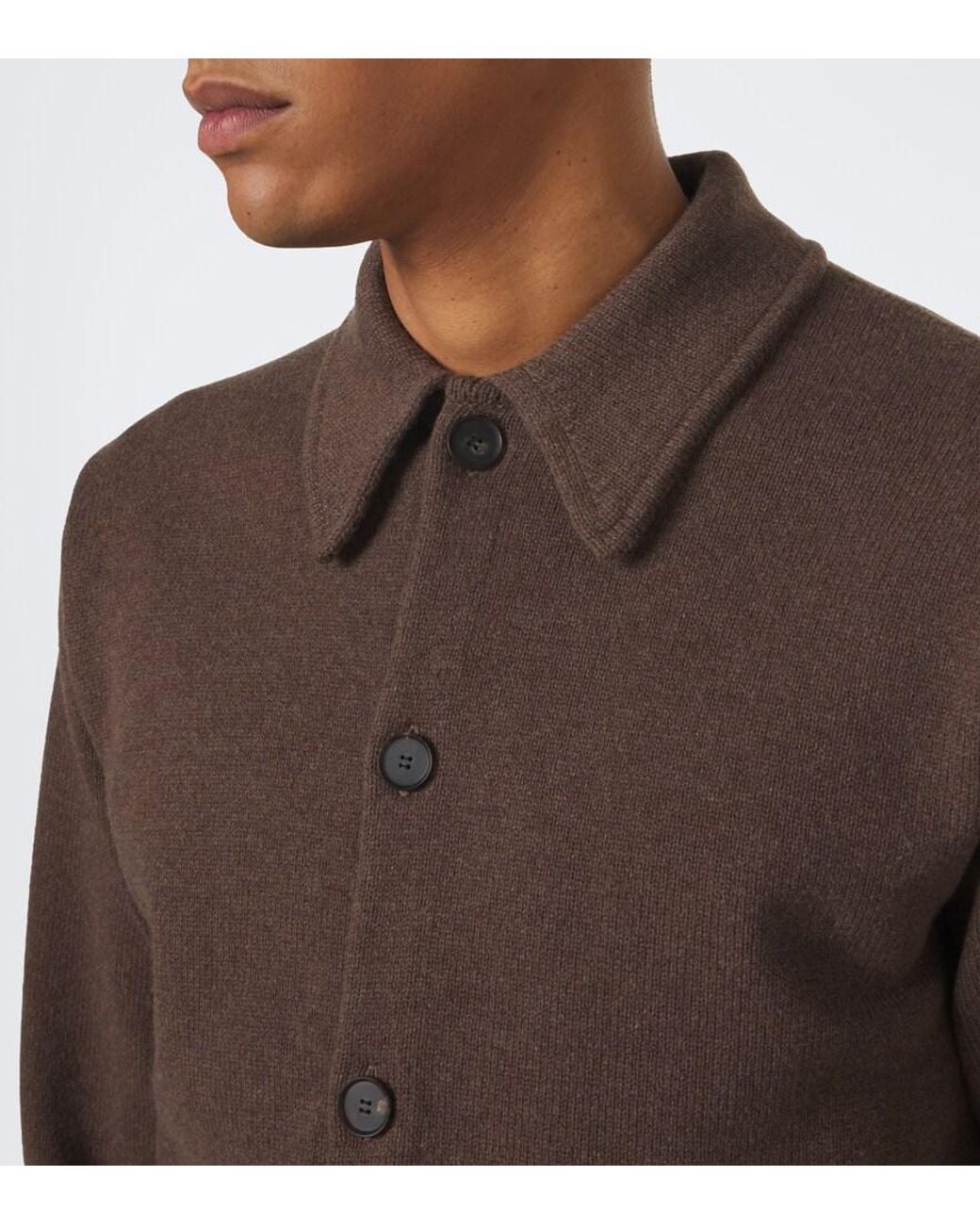 Auralee Brown Wool Cardigan for men