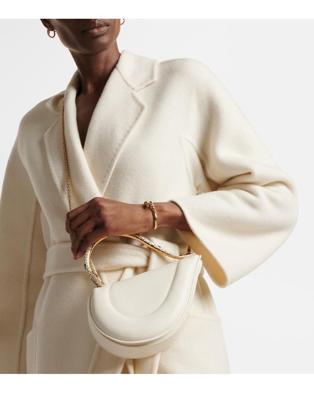 BVLGARI White Serpenti Cuore 1968 Leather Top-Handle Bag