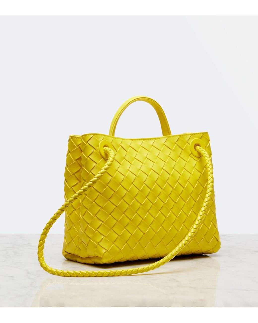 Bottega Veneta Yellow Andiamo Small Leather Tote Bag