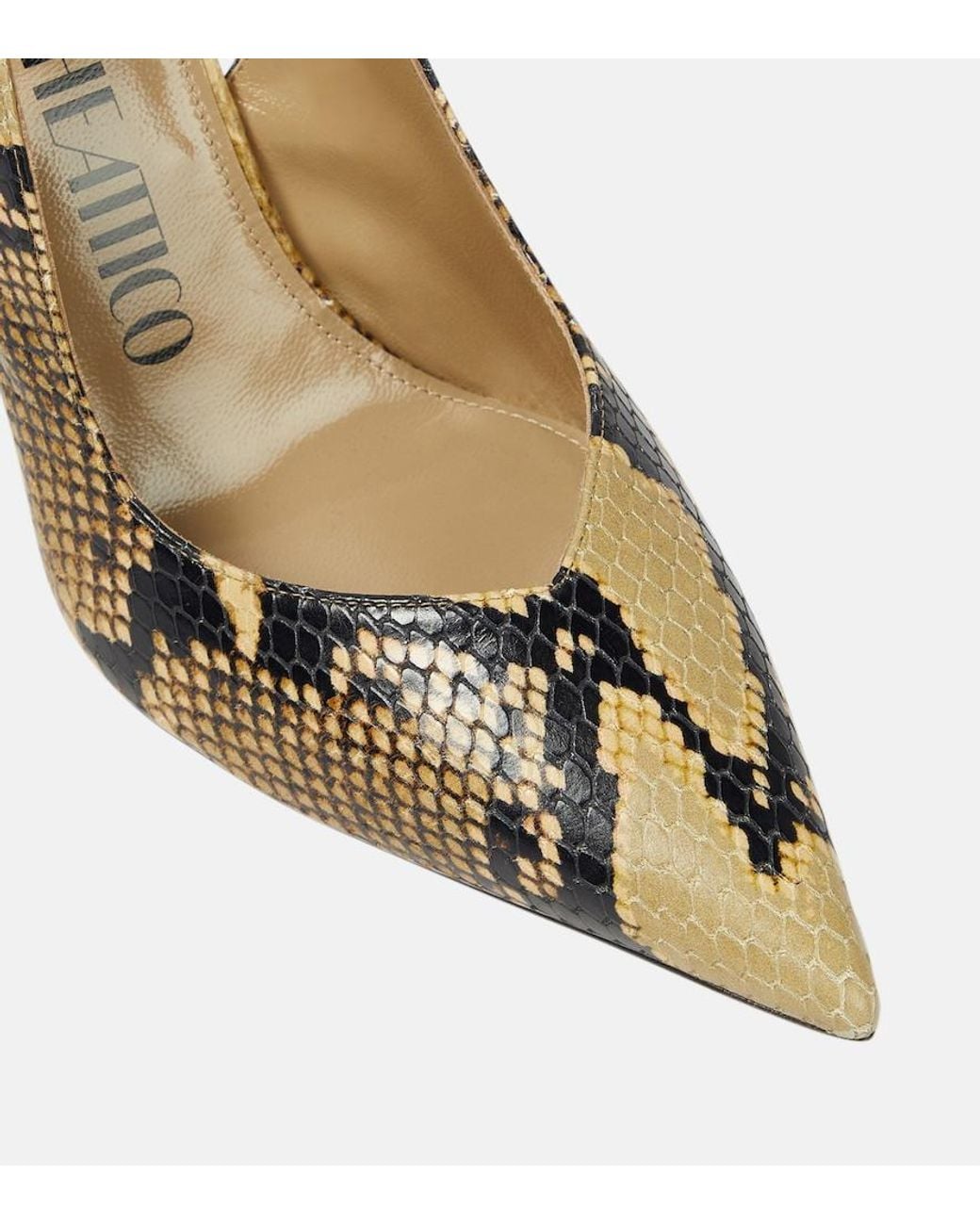 The Attico Metallic Cheope Snake-Effect Leather Slingback Pumps