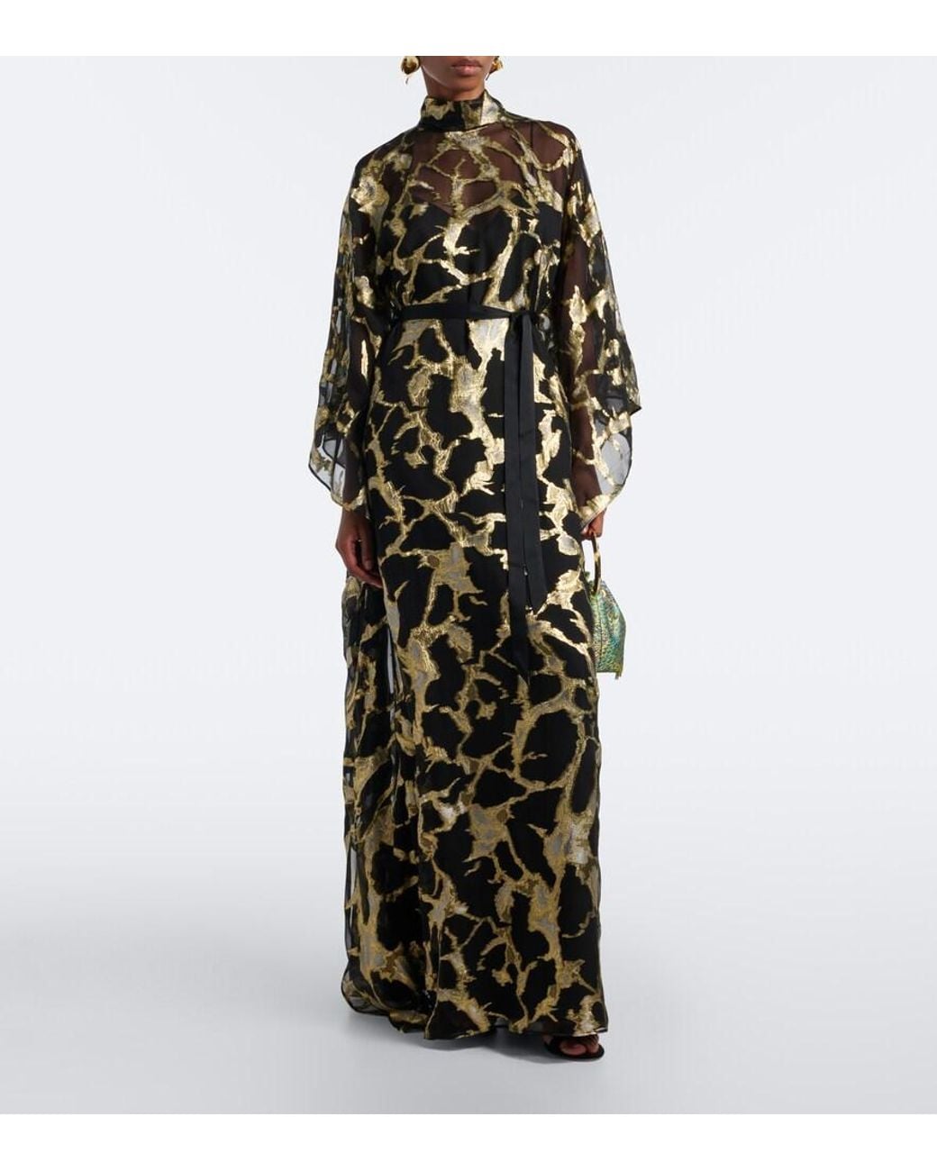 Taller Marmo Black Kintsugi Silk-Blend Fil Coupe Kaftan